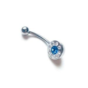 🎁 3/$20 Multi Gem Belly Button Ring 14 Gauge Curved Barbell Blue Navel Piercing